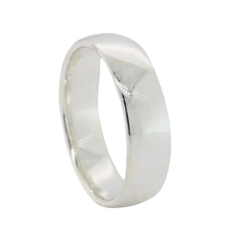 Sterling Silver 6mm Wide Low Round Profile Comfort Curve