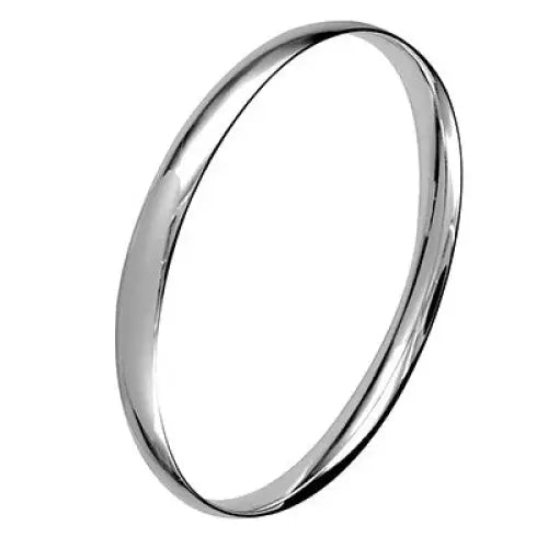 Sterling Silver 7mm Wide Oval 70mm Internal Diameter Comfort Fit Solid Bangle