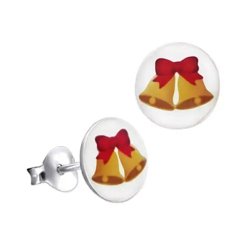 Sterling Silver 7mm Xmas Bells Stud Earrings