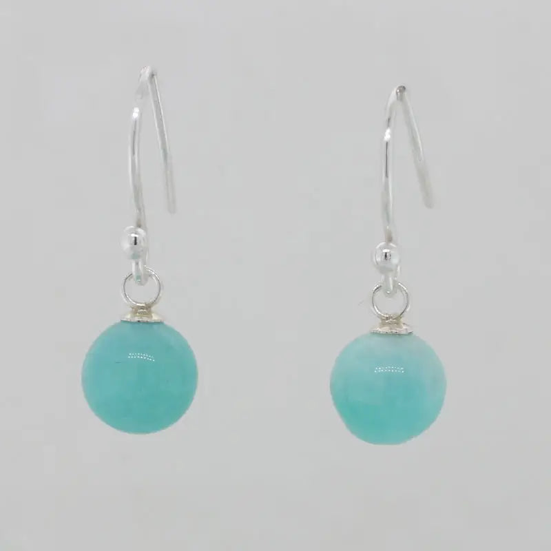 Sterling Silver 8mm Amazonite S/Hook Earrings