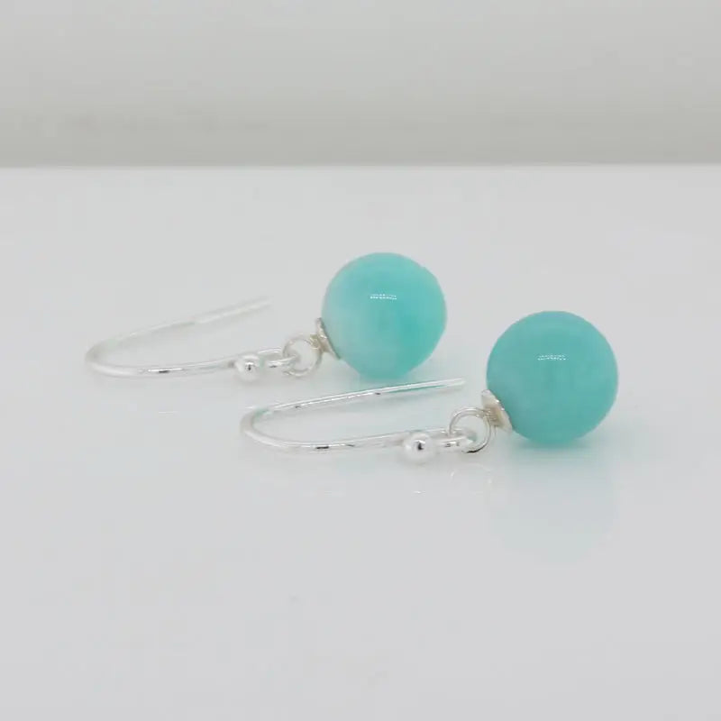 Sterling Silver 8mm Amazonite S/Hook Earrings