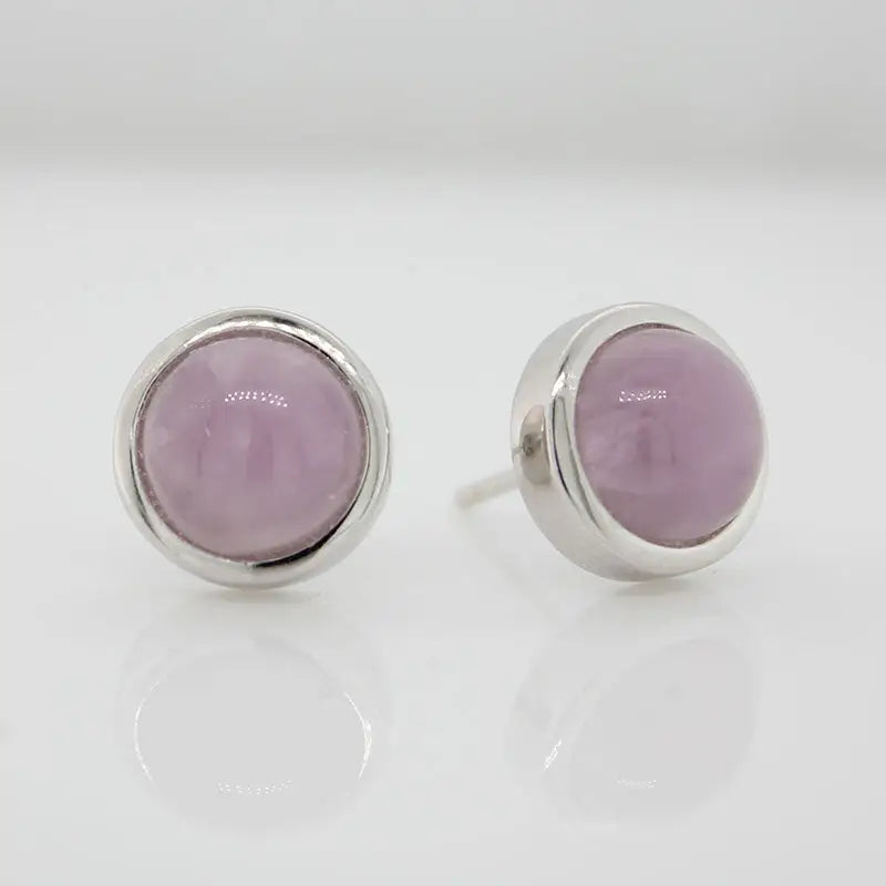 Sterling Silver 8mm Kunzite Round Stud Earrings