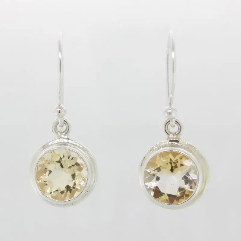 Sterling Silver 8mm Round Citrine S/Hook Earrings