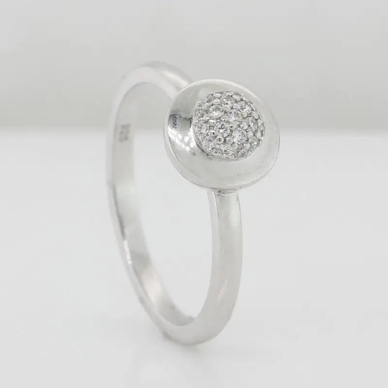 Sterling Silver 8mm Round & Cubic Zirconia Ring