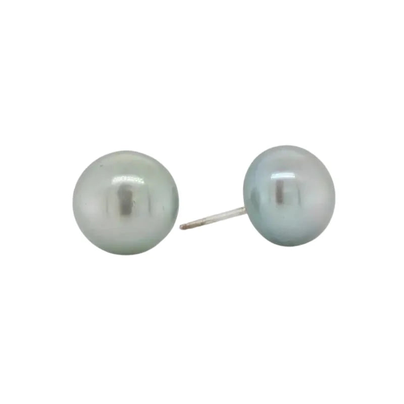 Sterling Silver 9mm Green Button Cultured Fresh Water Pearl