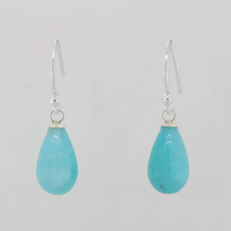 Sterling Silver Amazonite A A 13m x 8mm Drop Shepherd Hook Earrings