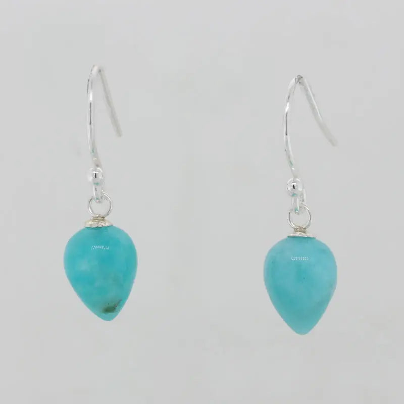 Sterling Silver Amazonite  A+ Grade  10mm x 8mm Inverted Drop Shepherd Hook Earrings