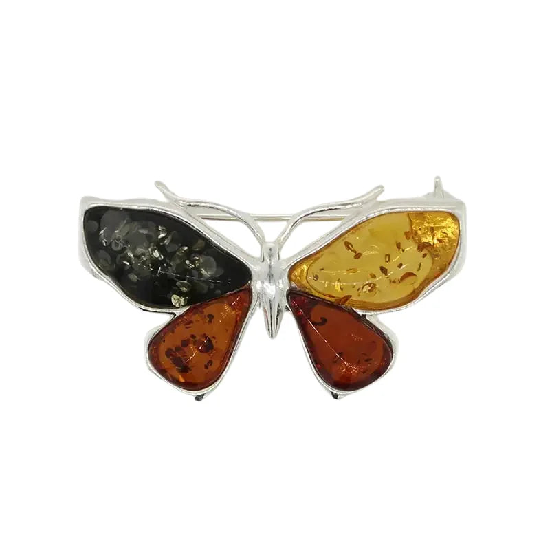 Sterling Silver Amber Butterfly Brooch Seaspray Valuations &