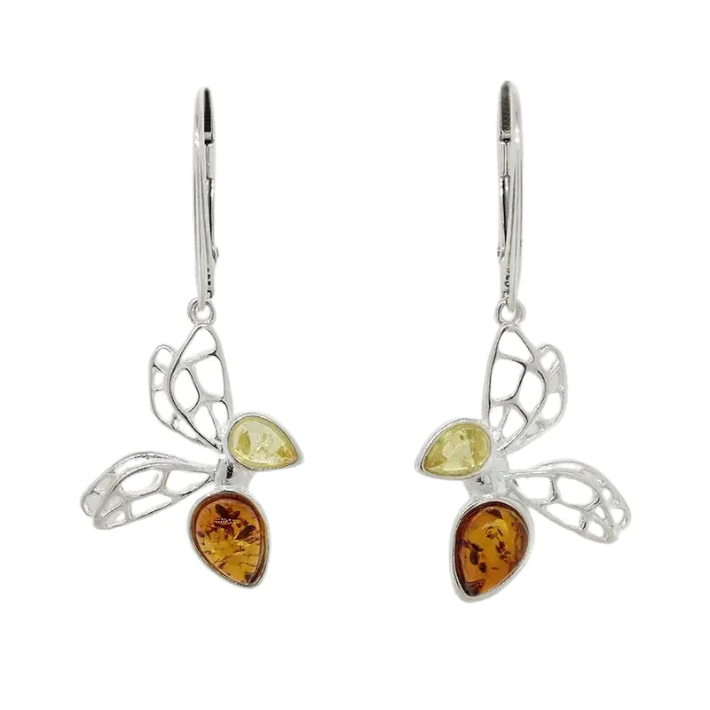 Sterling Silver Amber Butterfly Earrings Seaspray Valuations