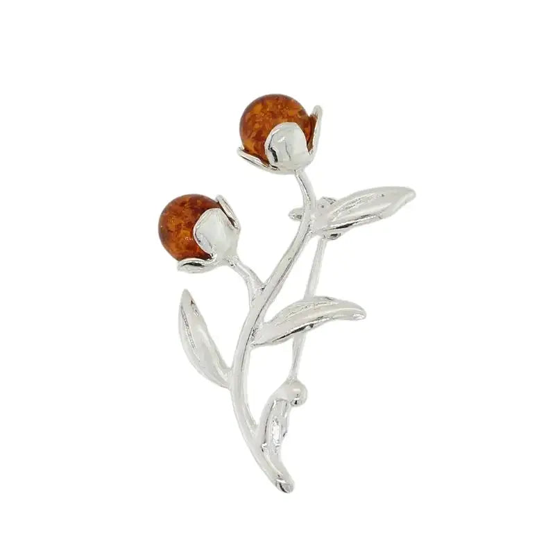 Sterling Silver Amber Flower Pendant Seaspray Valuations &