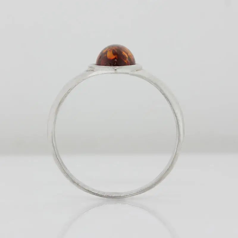  Sterling Silver Amber Ring with 8mm x 5mm Pear Shape Amber Size O