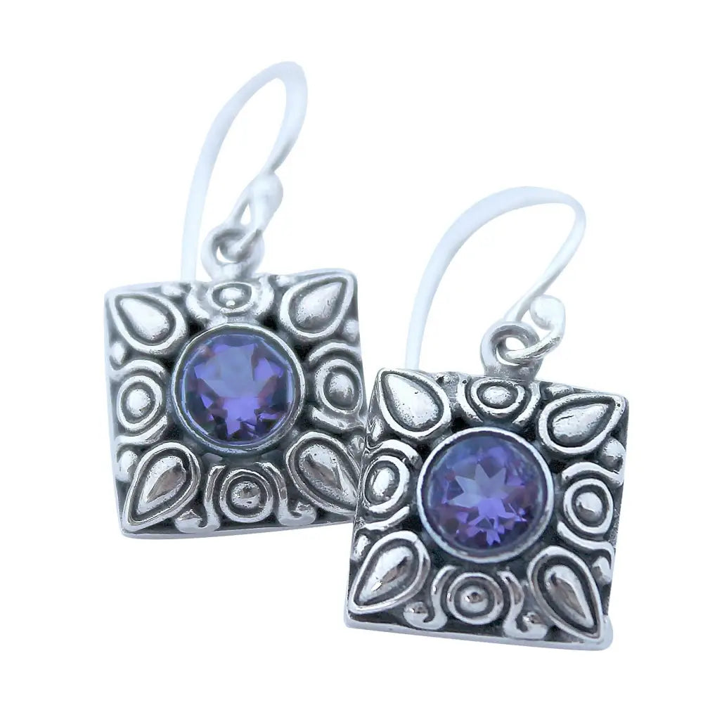 Sterling Silver & Amethyst Filigree Earrings