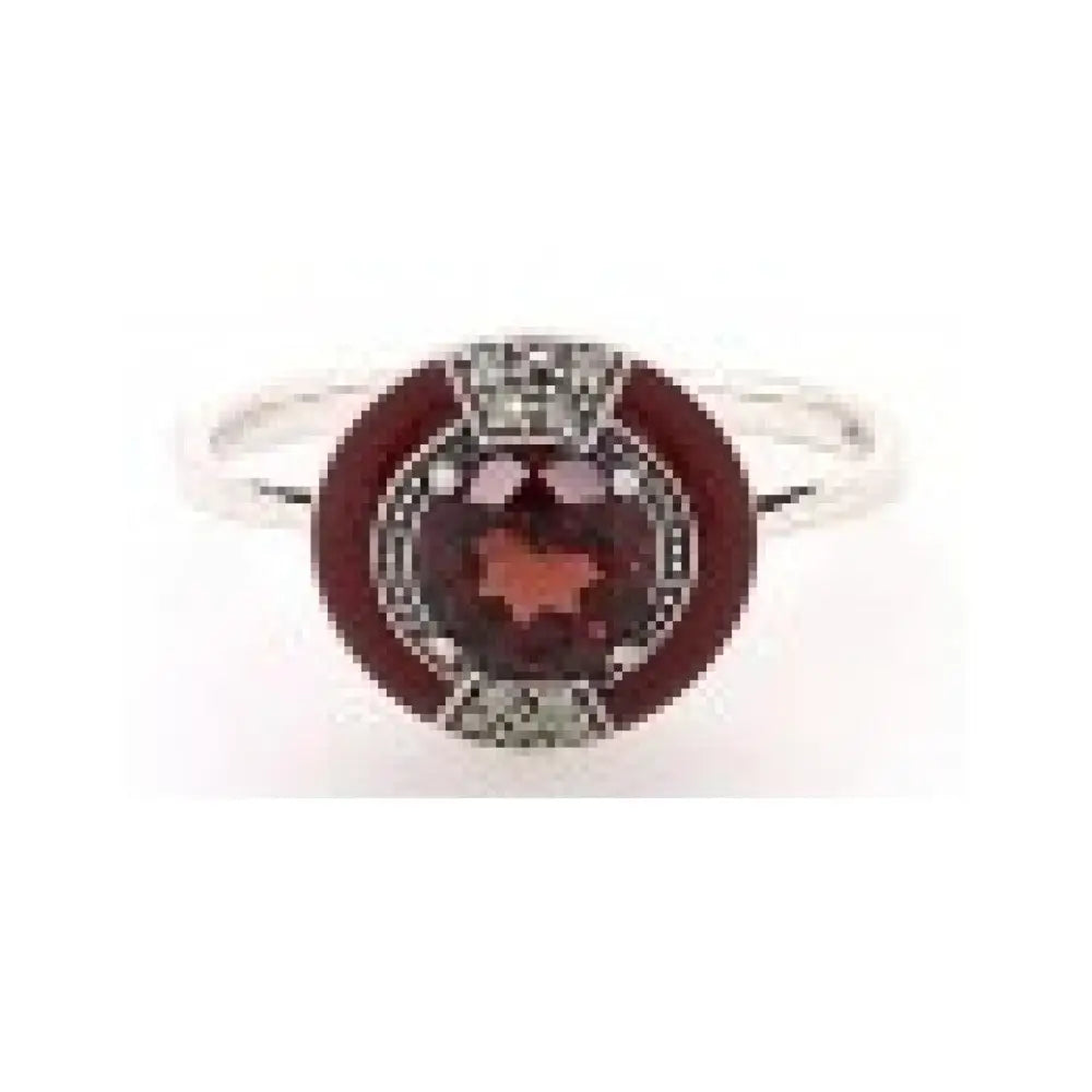 Sterling Silver Antique Style Garnet and Red Enamel