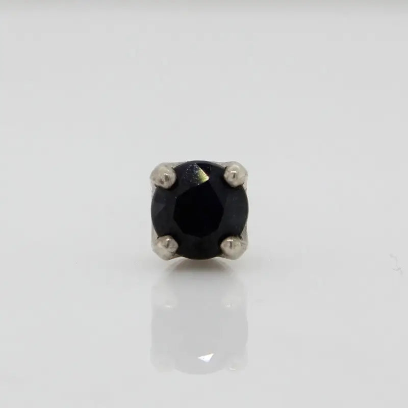 Sterling Silver Australian Black Sapphire 4mm Single Stud Earring