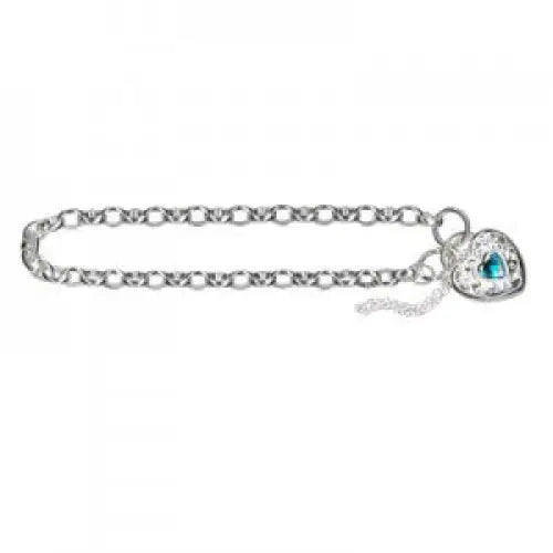 Sterling Silver Belcher Natural Blue Topaz Padlock Bracelet