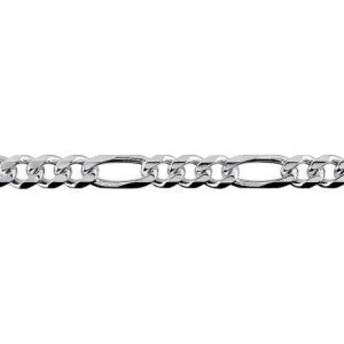 Sterling Silver Bevelled Figaro 1+3 Diamond Cut Chain 50cm