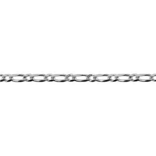 Sterling Silver Bevelled Figaro Diamond Cut Chain 45cm