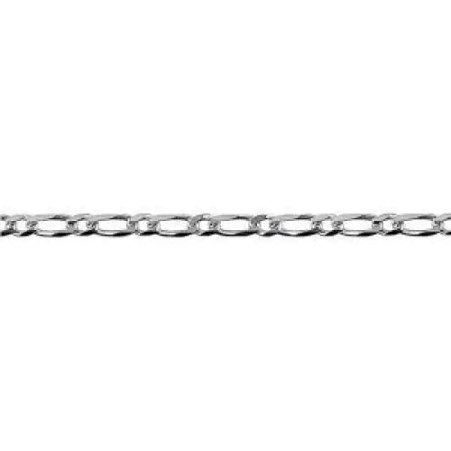 Sterling Silver Bevelled Figaro Diamond Cut Chain, 45cm