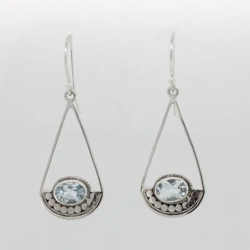 Sterling Silver & Blue Topaz Earrings 14.92mm Width x 27mm Long