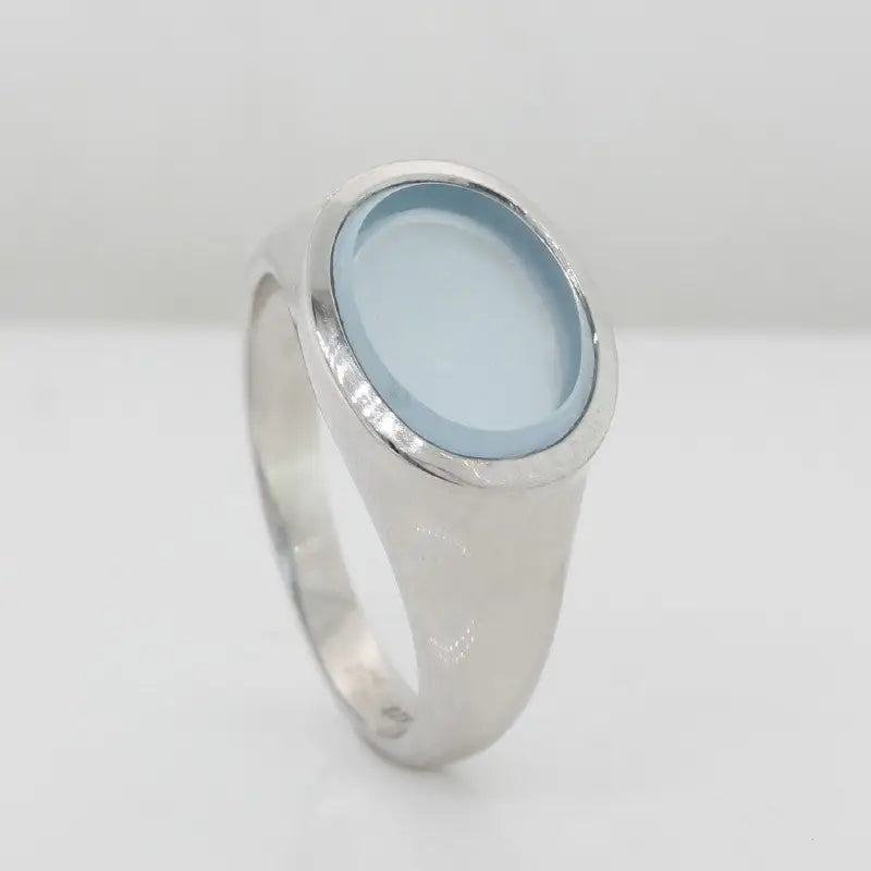 Sterling Silver Blue Topaz Oval Ring
