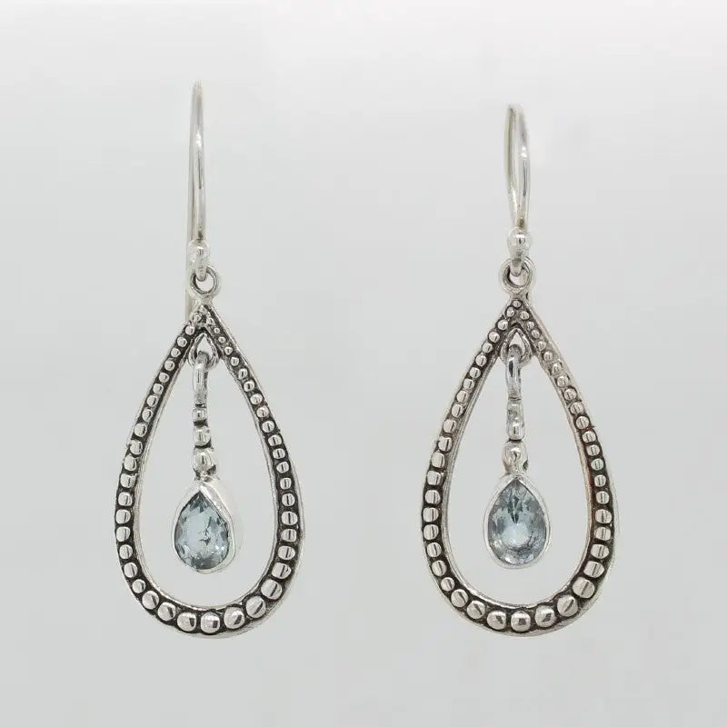 Sterling Silver & Blue TopazEarrings 13.49mm Width x 19.27mm Long