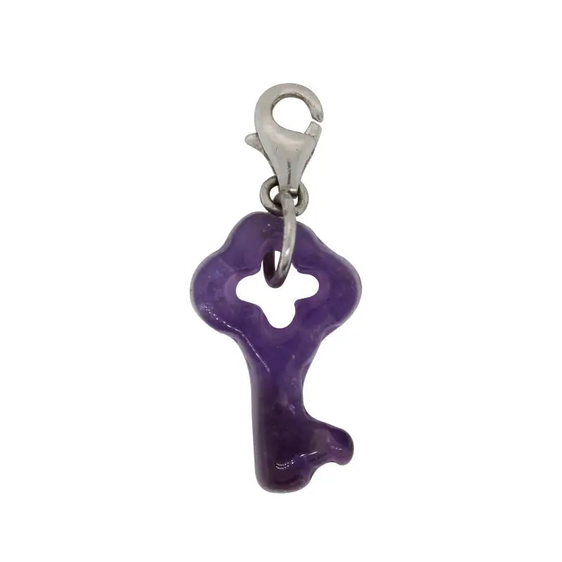 Sterling Silver Charm Key - Amethyst Key