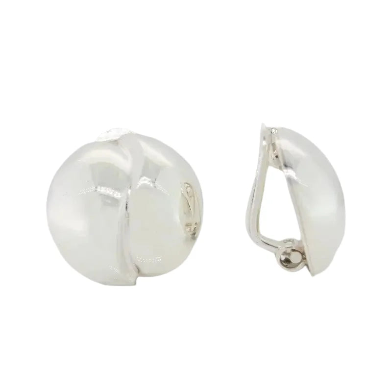 Sterling Silver Clip On Earrings Double Eclipse Shape