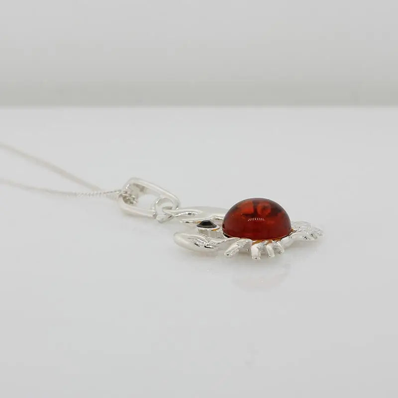 Sterling Silver Crab Amber Pendant Seaspray Valuations &