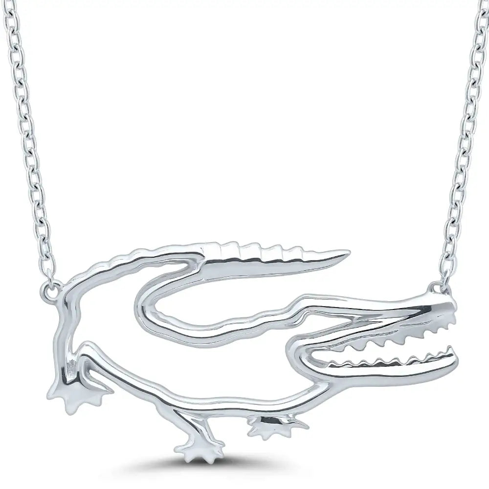 Sterling Silver Crocodile Pendant on 45cm Chain