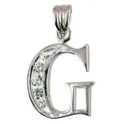 Sterling Silver Cubic Zirconia Block G Initial Pendant