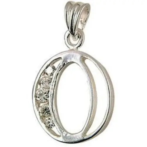 Sterling Silver Cubic Zirconia Block O Initial Pendant