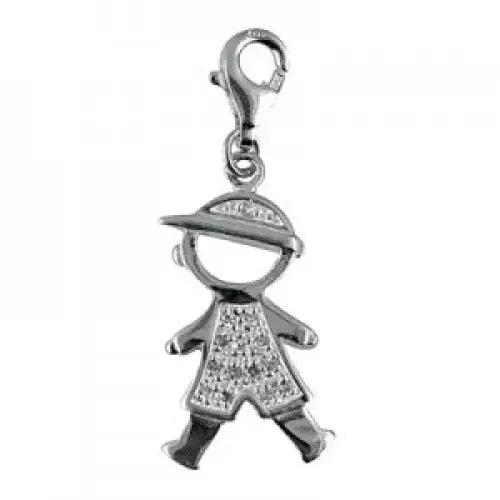 Sterling Silver Cubic Zirconia Boy Charm