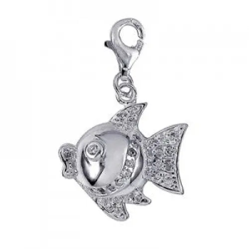 Sterling Silver Cubic Zirconia Fish Charm