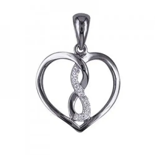 Sterling Silver Cubic Zirconia Infinity In Heart Pendant