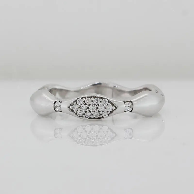Sterling Silver Cubic Zirconia Set Freeform Ring