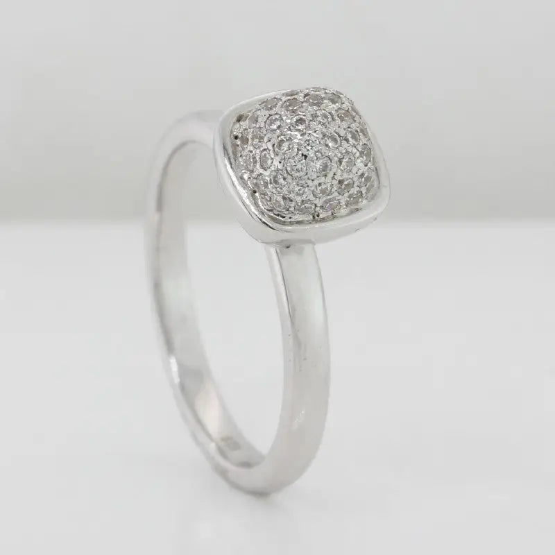 Sterling Silver Cushion Cubic Zircona Ring
