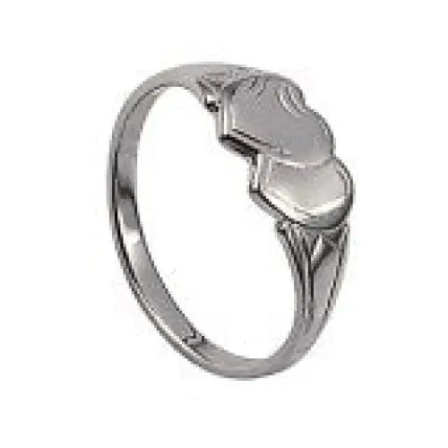 Sterling Silver Double Heart Signet Ring 
