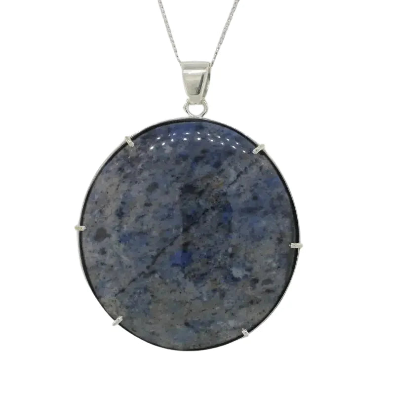 Sterling Silver Framed 45mm Round Dumortierite Cabachon