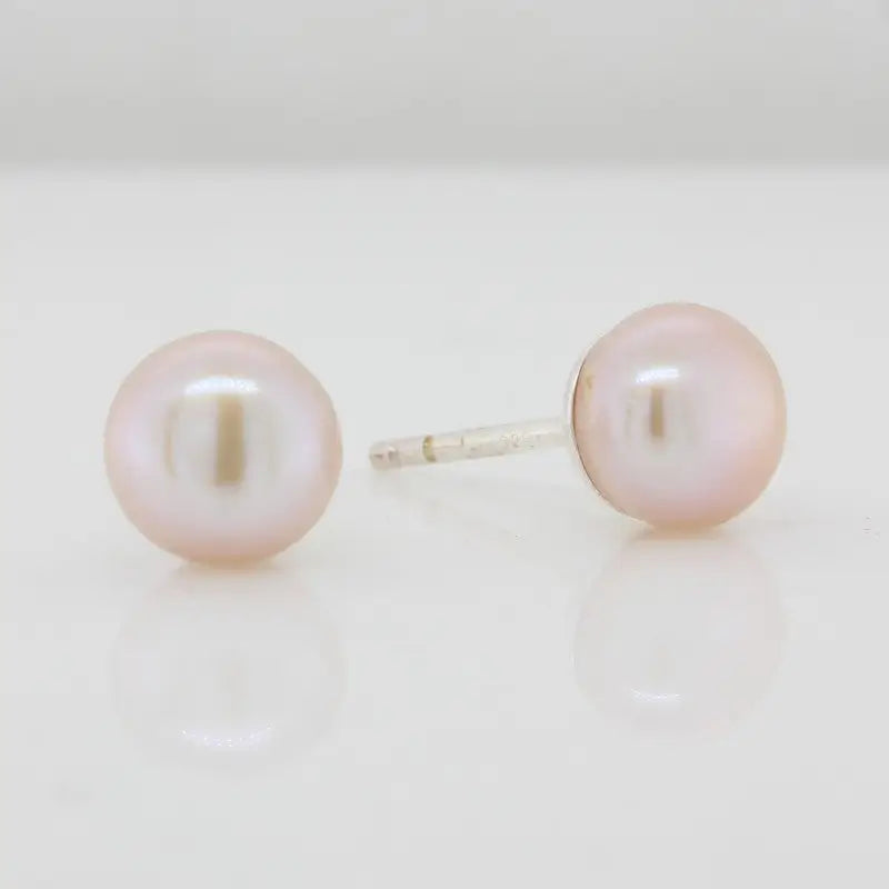 Sterling Silver Fresh Water Pearl Soft Pink 7mm Stud Earrings
