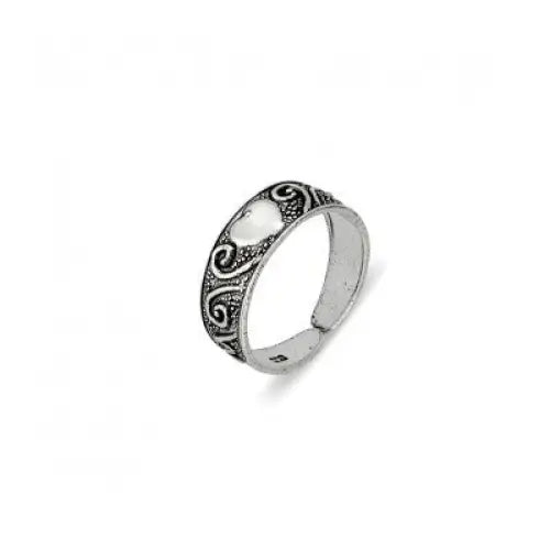 Sterling Silver Heart and Swirl Pattern Toe Ring