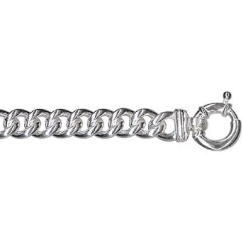 Sterling Silver Heavy Curb Bracelet with Euro Bolt Ring