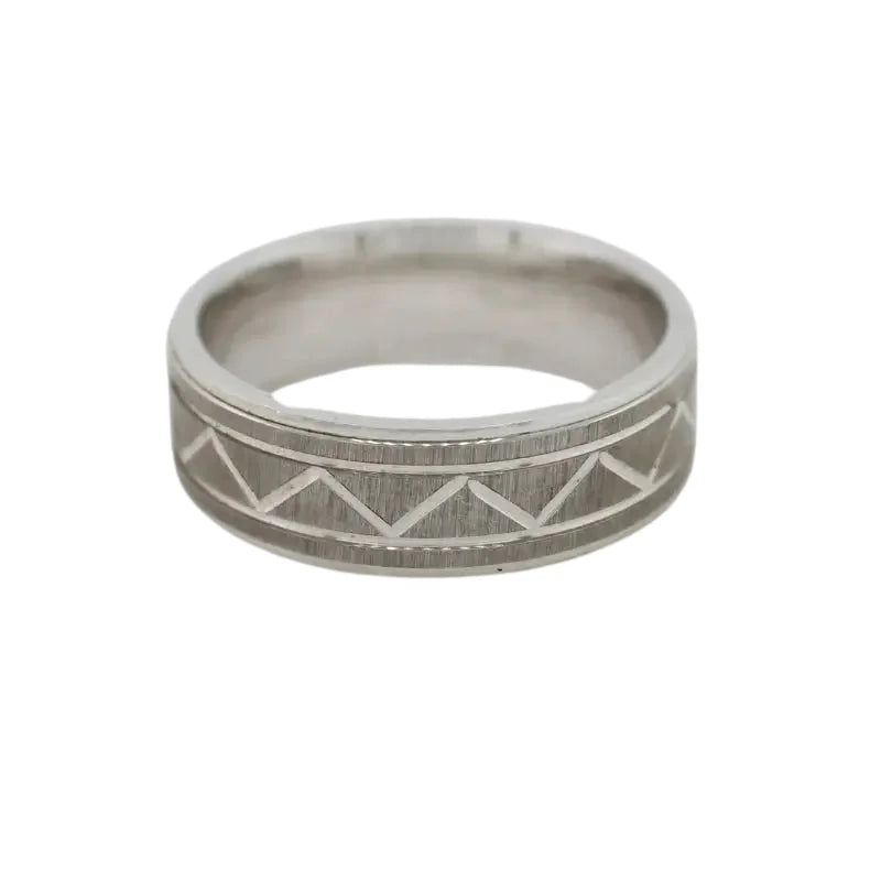 Sterling Silver ’Hombre’ Matte With Polished Zig Zag Design