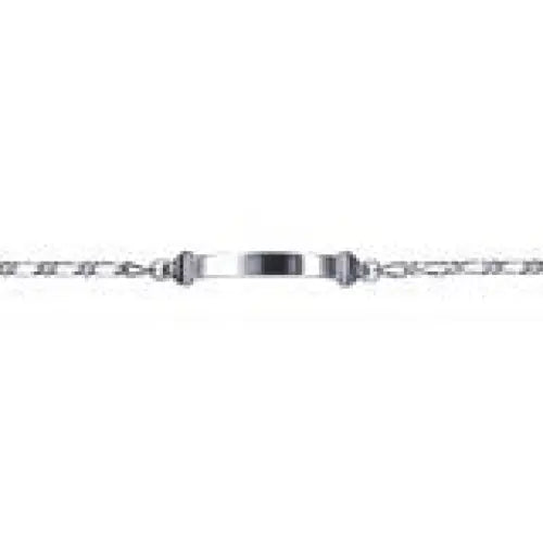 Sterling Silver ID Diamond Cut 1 + 1 Figaro Bracelet Chain 