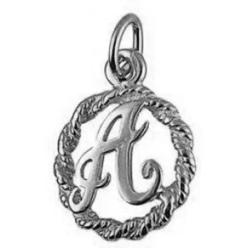 Sterling Silver Initial A in a Circle Charm / Pendant