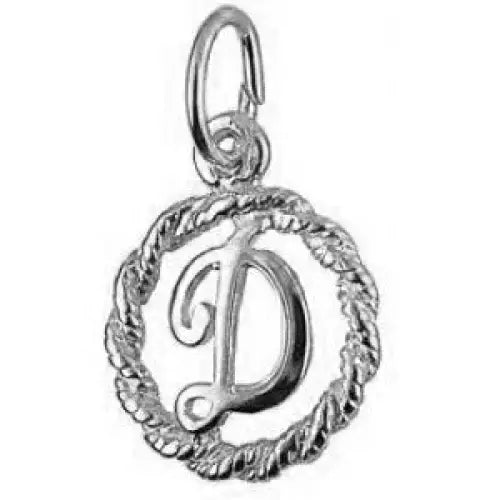 Sterling Silver Initial D in a Circle Charm / Pendant