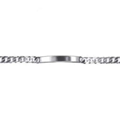 Sterling Silver Italian Bevelled Curb Diamond Cut Identification Bracelet Chain width ˜ 6.50mm Approx. Weight 21cm 21.10g