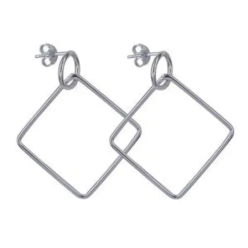 Sterling Silver Italian Geometric Drop Stud Earrings