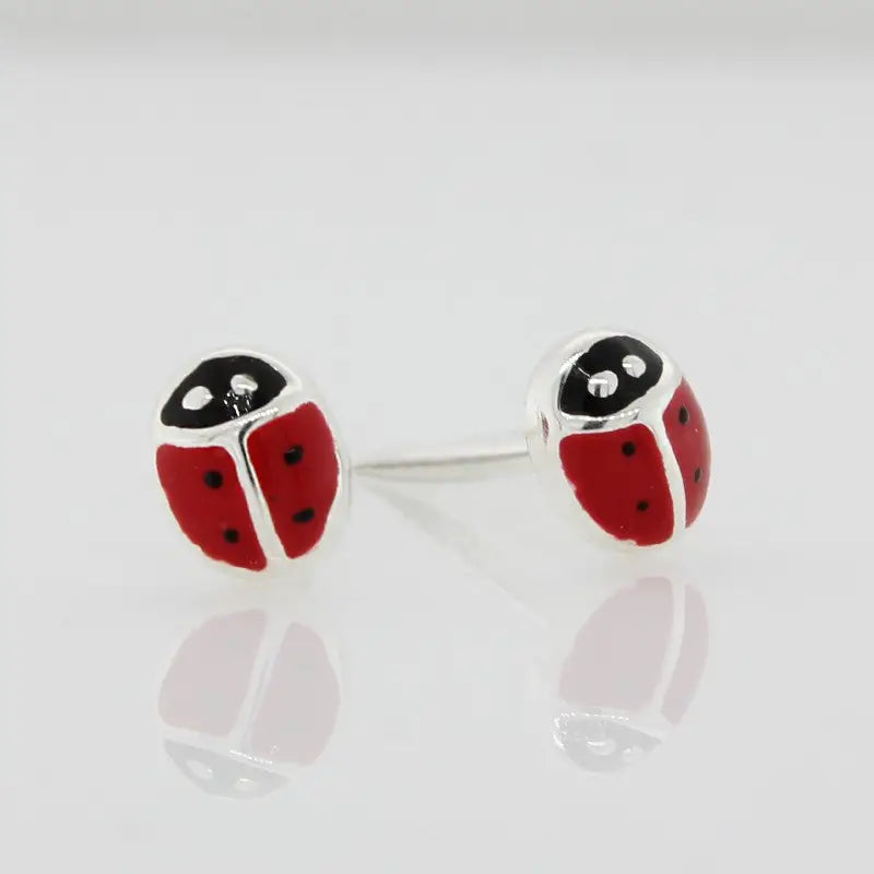 Sterling Silver Ladybird Stud Earrings