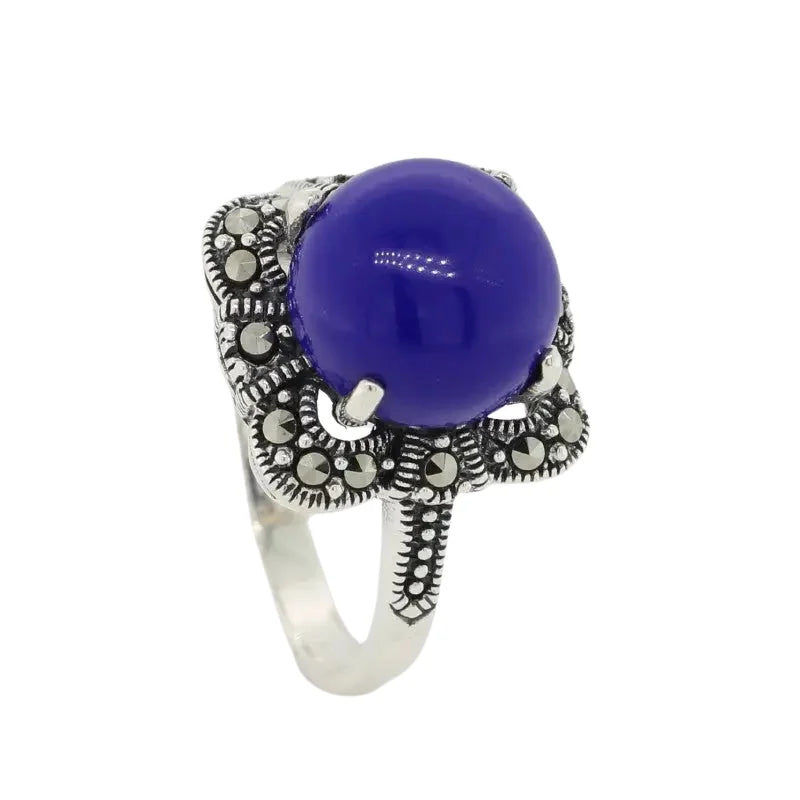 Sterling Silver Lapis & Marcasite Ring 4 SEASPRAY VALUATIONS