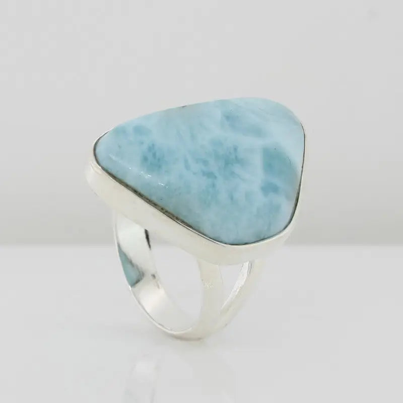 Sterling Silver Larimar Ring Free Form Triangle